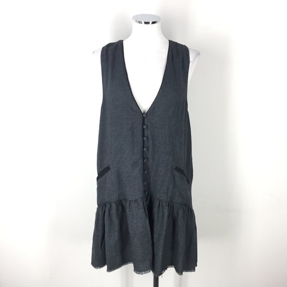 Free People M Gray Anas Mini dress Sleeveless boho - Picture 2 of 6